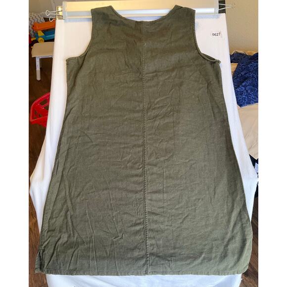 White Stag Women Linen Dress size L (12/14) Forest Green Sleeveless Knee Length - Picture 7 of 7